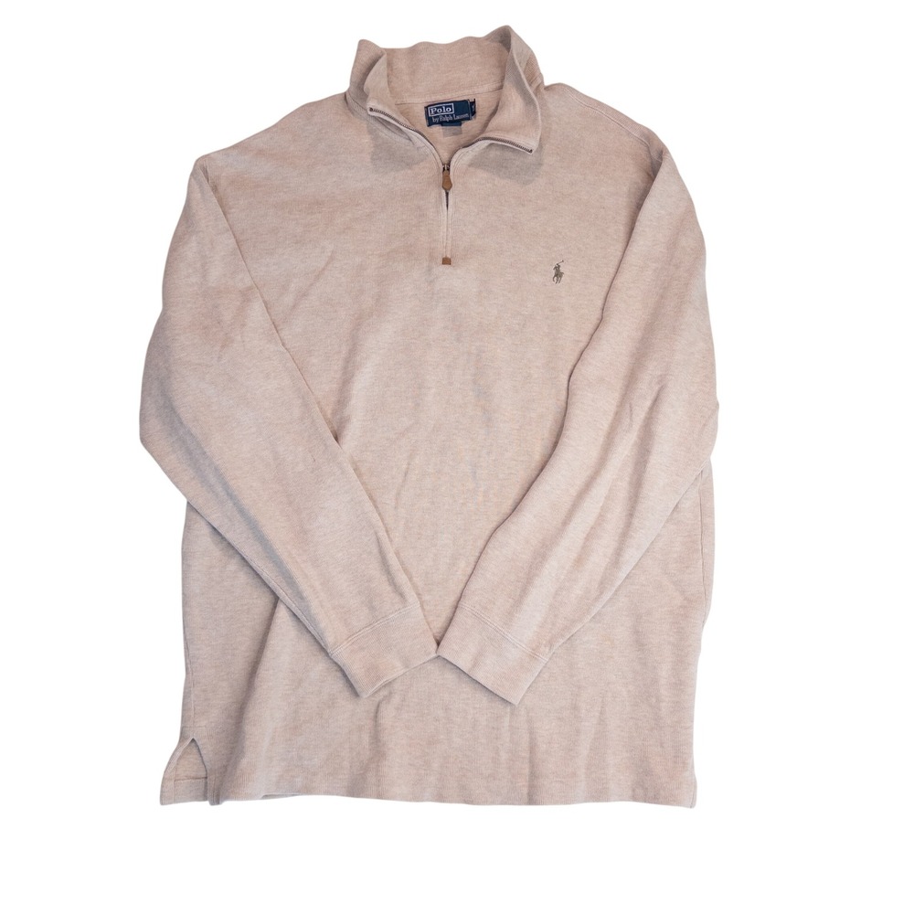Polo Ralph Lauren Quarter Zip Mens XLT Tan Fair Mock Neck Pony Logo Pullover